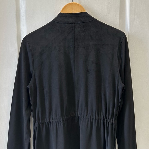 Zara Black Faux Suede Draped Waterfall Blazer Moto Jacket Open Front Size XS - Picture 6 of 14